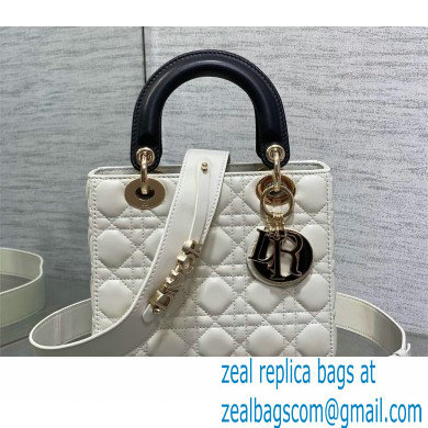 DIOR MEDIUM Lady Dior Bag IN Two-Tone white and black Cannage Lambskin 2024