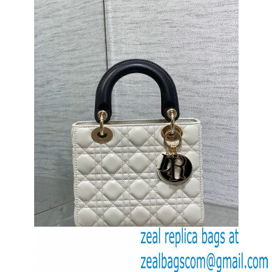 DIOR MEDIUM Lady Dior Bag IN Two-Tone white and black Cannage Lambskin 2024