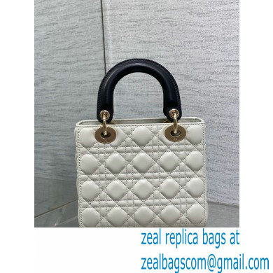 DIOR MEDIUM Lady Dior Bag IN Two-Tone white and black Cannage Lambskin 2024