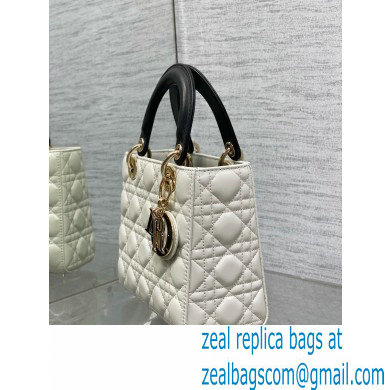 DIOR MEDIUM Lady Dior Bag IN Two-Tone white and black Cannage Lambskin 2024