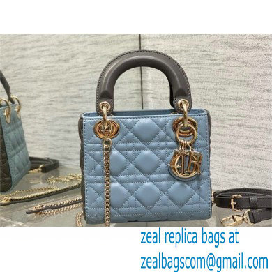 DIOR Mini Lady Dior Bag IN Two-Tone GRAY AND BLUE Cannage Lambskin 2024