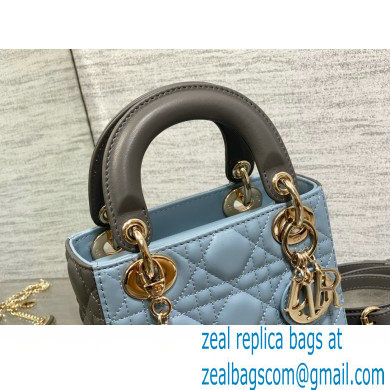 DIOR Mini Lady Dior Bag IN Two-Tone GRAY AND BLUE Cannage Lambskin 2024