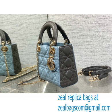 DIOR Mini Lady Dior Bag IN Two-Tone GRAY AND BLUE Cannage Lambskin 2024