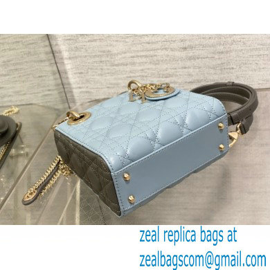 DIOR Mini Lady Dior Bag IN Two-Tone GRAY AND BLUE Cannage Lambskin 2024