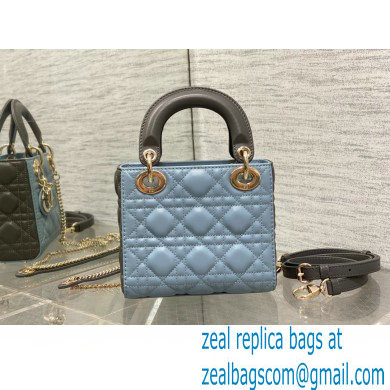 DIOR Mini Lady Dior Bag IN Two-Tone GRAY AND BLUE Cannage Lambskin 2024