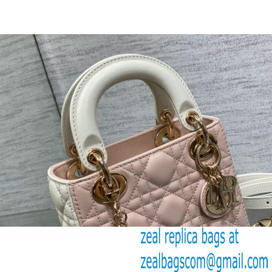 DIOR Mini Lady Dior Bag IN Two-Tone Latte and Powder Pink Cannage Lambskin 2024