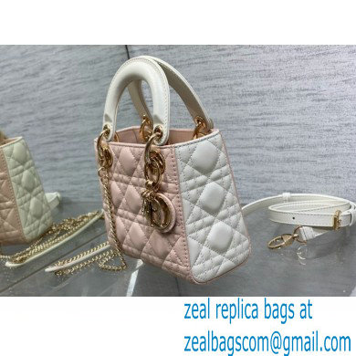 DIOR Mini Lady Dior Bag IN Two-Tone Latte and Powder Pink Cannage Lambskin 2024