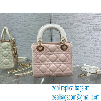 DIOR Mini Lady Dior Bag IN Two-Tone Latte and Powder Pink Cannage Lambskin 2024