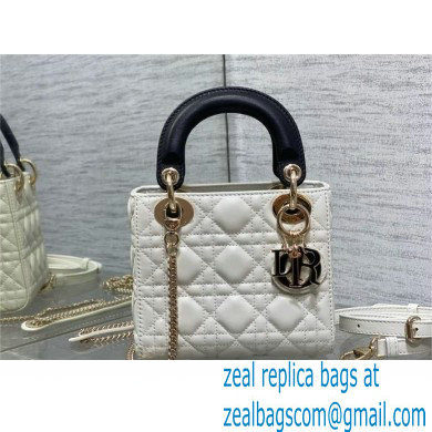 DIOR Mini Lady Dior Bag IN Two-Tone WHITE AND BLACK Cannage Lambskin 2024