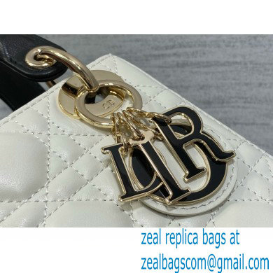 DIOR Mini Lady Dior Bag IN Two-Tone WHITE AND BLACK Cannage Lambskin 2024