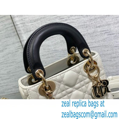 DIOR Mini Lady Dior Bag IN Two-Tone WHITE AND BLACK Cannage Lambskin 2024