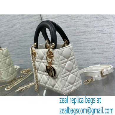 DIOR Mini Lady Dior Bag IN Two-Tone WHITE AND BLACK Cannage Lambskin 2024