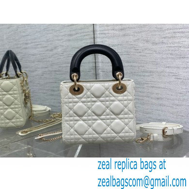 DIOR Mini Lady Dior Bag IN Two-Tone WHITE AND BLACK Cannage Lambskin 2024