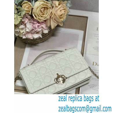 DIOR My Dior Top Handle Bag IN WHITE Cannage Lambskin 2024