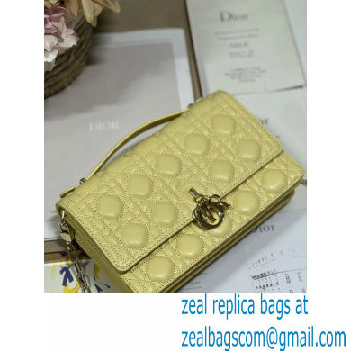 DIOR My Dior Top Handle Bag IN YELLOW Cannage Lambskin 2024