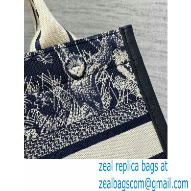 DIOR SMALL BOOK TOTE IN Blue and Ecru Toile de Jouy Reverse Embroidery and Blue Calfskin 2024