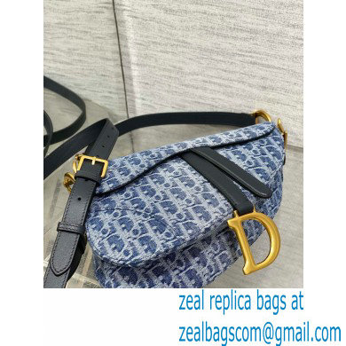 Dior Blue Denim Oblique Jacquard Saddle Bag with Strap 2024