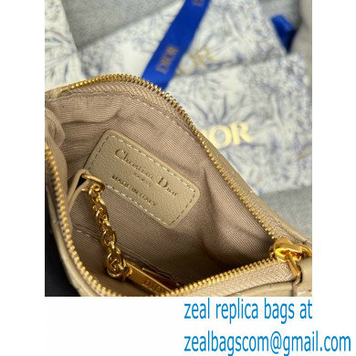 Dior Caro Myrte Zipped Key Case in Beige Supple Cannage Calfskin 2024