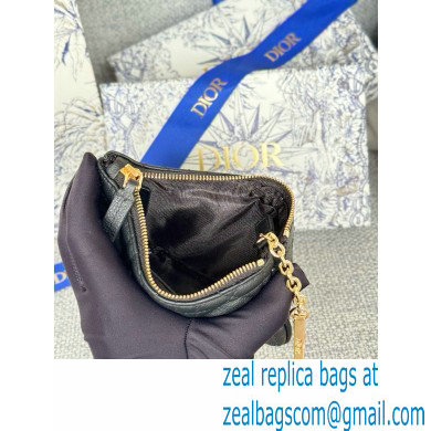 Dior Caro Myrte Zipped Key Case in Black Supple Cannage Calfskin 2024