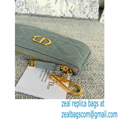 Dior Caro Myrte Zipped Key Case in cloud blue Supple Cannage Calfskin 2024