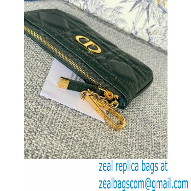 Dior Caro Myrte Zipped Key Case in dark green Supple Cannage Calfskin 2024