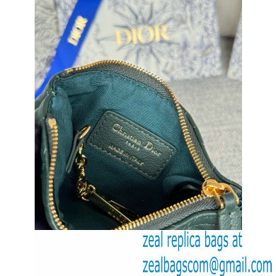 Dior Caro Myrte Zipped Key Case in dark green Supple Cannage Calfskin 2024