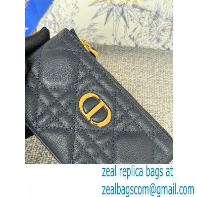 Dior Caro Myrte Zipped Key Case in gray Supple Cannage Calfskin 2024