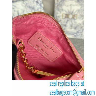 Dior Caro Myrte Zipped Key Case in pink Supple Cannage Calfskin 2024