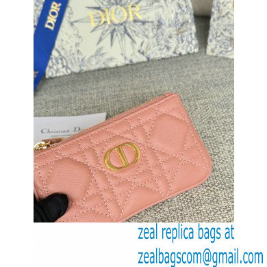 Dior Caro Myrte Zipped Key Case in powder pink Supple Cannage Calfskin 2024