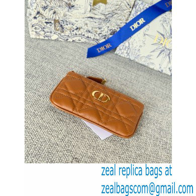 Dior Caro Myrte Zipped Key Case in tan Supple Cannage Calfskin 2024