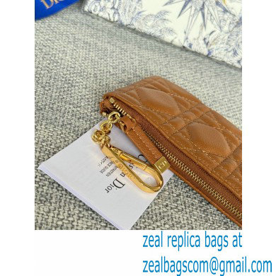 Dior Caro Myrte Zipped Key Case in tan Supple Cannage Calfskin 2024