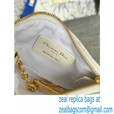 Dior Caro Myrte Zipped Key Case in white Supple Cannage Calfskin 2024