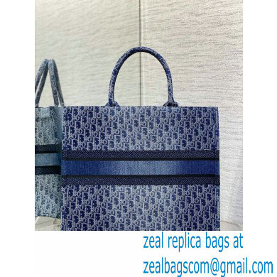 Dior LARGE Book Tote Bag in Blue Denim Dior Oblique Jacquard 2024