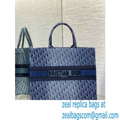 Dior LARGE Book Tote Bag in Blue Denim Dior Oblique Jacquard 2024