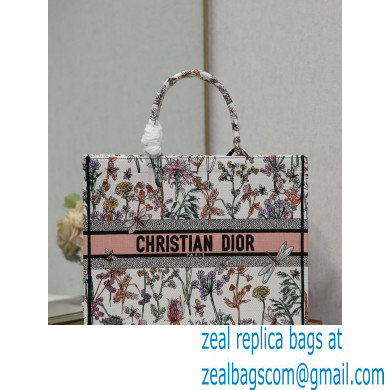 Dior LARGE Book Tote Bag in white Multicolor Dior Herbarium Embroidery 2024