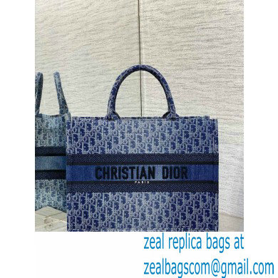 Dior MEDIUM Book Tote Bag in Blue Denim Dior Oblique Jacquard 2024