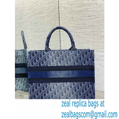 Dior MEDIUM Book Tote Bag in Blue Denim Dior Oblique Jacquard 2024