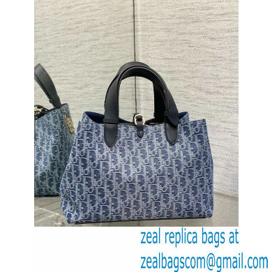 Dior Medium Toujours Bag IN Blue Denim Dior Oblique Jacquard 2024