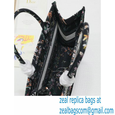 Dior medium Book Tote Bag in Black Multicolor Dior Herbarium Embroidery 2024