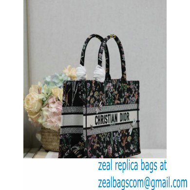 Dior medium Book Tote Bag in Black Multicolor Dior Herbarium Embroidery 2024