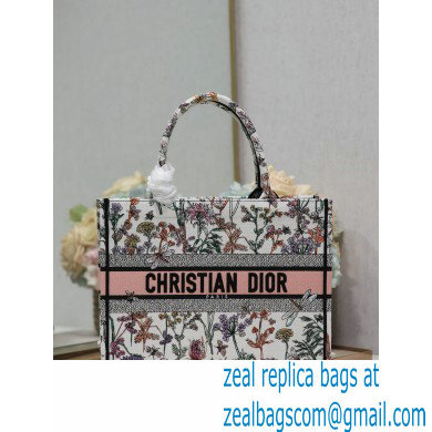 Dior medium Book Tote Bag in white Multicolor Dior Herbarium Embroidery 2024