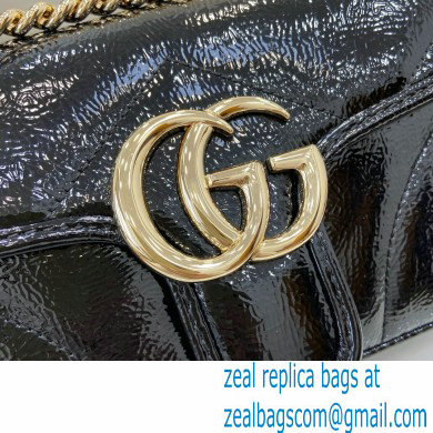 GUCCI GG Marmont small shoulder bag IN BLACK PATENT LEATHER 443497 2024