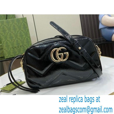 GUCCI GG Marmont small shoulder bag IN BLACK PATENT LEATHER 802448 2024