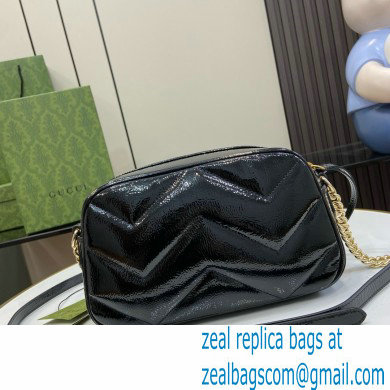 GUCCI GG Marmont small shoulder bag IN BLACK PATENT LEATHER 802448 2024