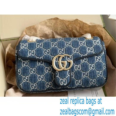 GUCCI GG Marmont small shoulder bag IN Blue GG denim 443497 2024