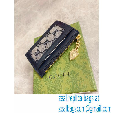 GUCCI GG card case wallet IN Beige and BLUE Original GG canvas 790033 2024