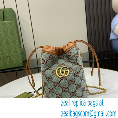 GUCCI GG super mini bucket bag IN BLUE AND BROWN GG canvas 783175 2024