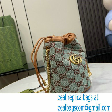 GUCCI GG super mini bucket bag IN BLUE AND BROWN GG canvas 783175 2024