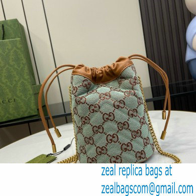 GUCCI GG super mini bucket bag IN BLUE AND BROWN GG canvas 783175 2024