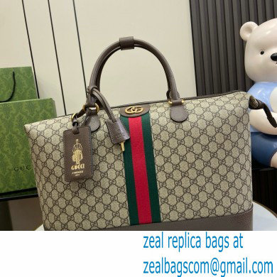 GUCCI SAVOY DUFFLE BAG IN BEIGE AND BROWN CANVAS 763295 2024